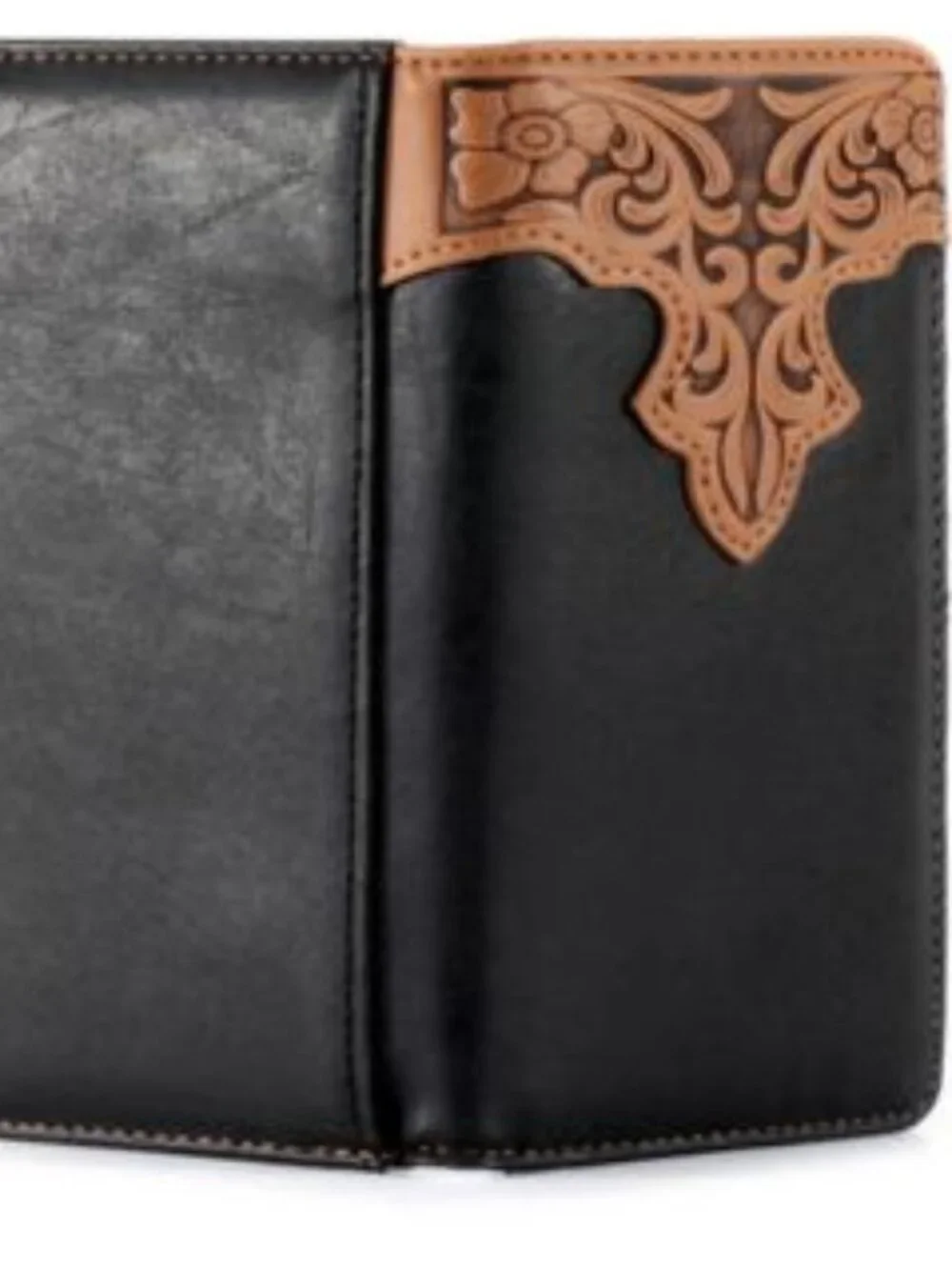 Montana West Men's Embossed Tooled Bifold Long Wallet Black NWT